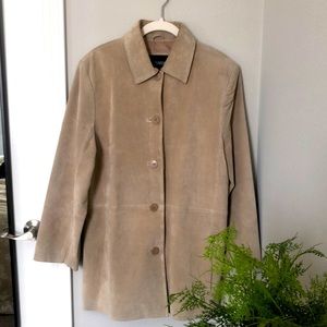 Bernardo Genuine Suede Leather Button Down Coat